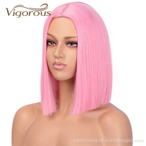 Cheapest High Quality Dropshipping Premium Colored Short Heat Resistant Fiber Natural Hairline Wholesale Synthetic Hair Wigs